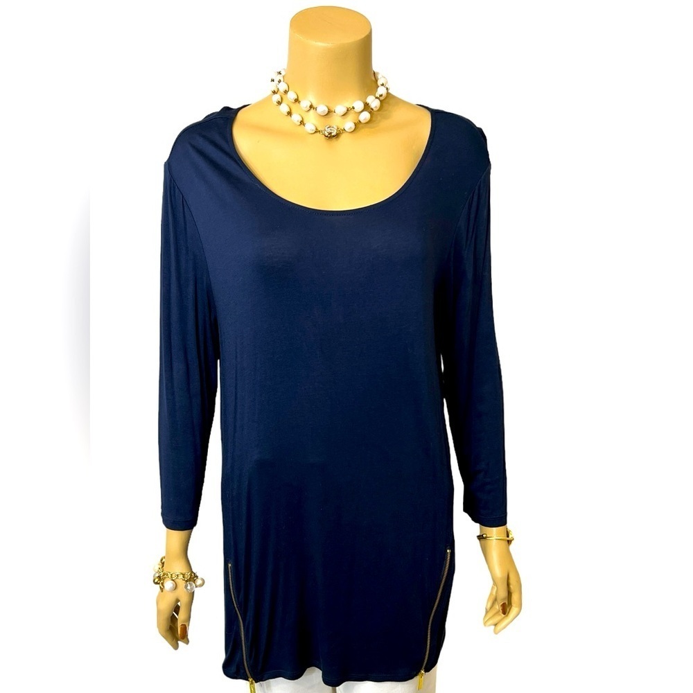 Ellen Tracy Bodycon Blouse Size L Zippers Are Along The Bottom☑️